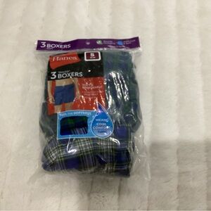 Hanes Men's Blue and Green Plaid Boxers - 3 Pack - Size S - NWT